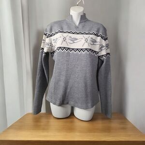 NILS Gray and Cream Women's Turtleneck Skier Sweater